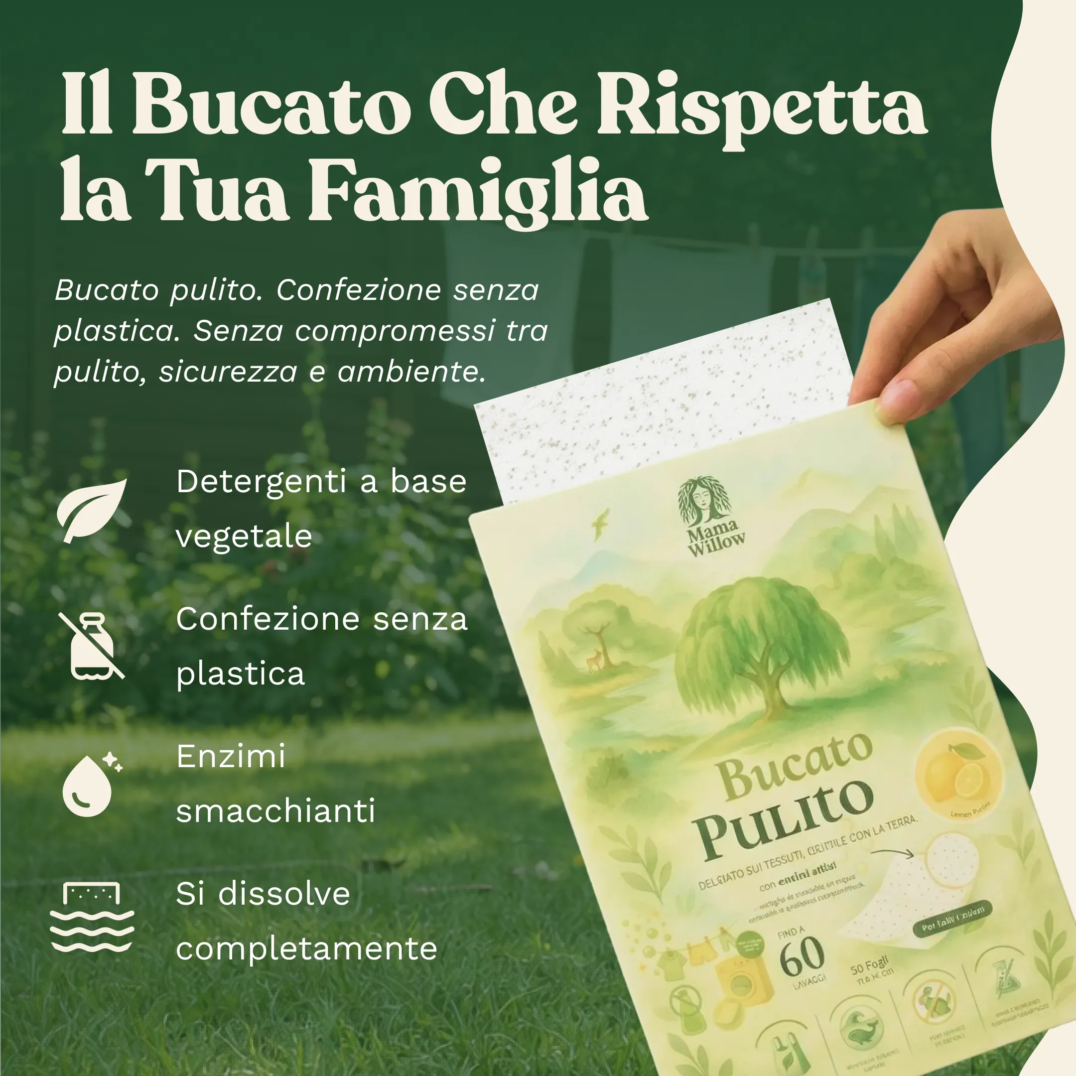 Confezione Mama Willow con fogli di detersivo